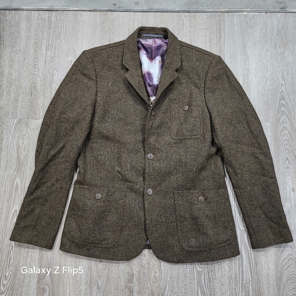 Ted Baker London Wool Blend Herringbone Sports Coat Blazer Jacket